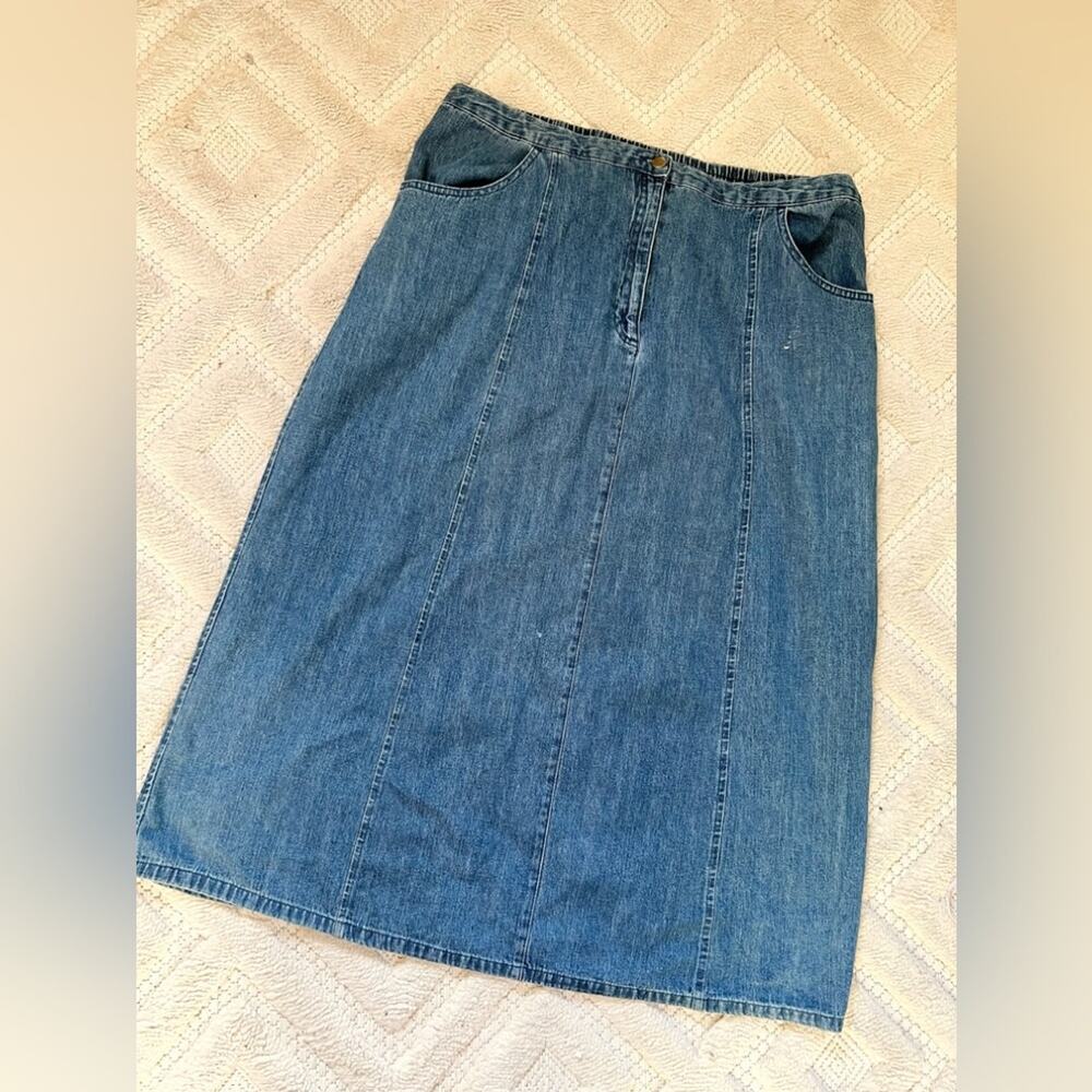 Vintage y2k denim maxi skirt elastic waist spring summer
